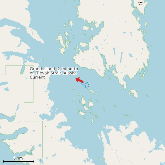 Map of Grand Island, 2 mi north of, Tlevak Strait, Alaska Current Prediction Station