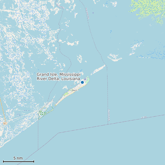 Map of Grand Isle, Mississippi River Delta, Louisiana Tide Prediction Station