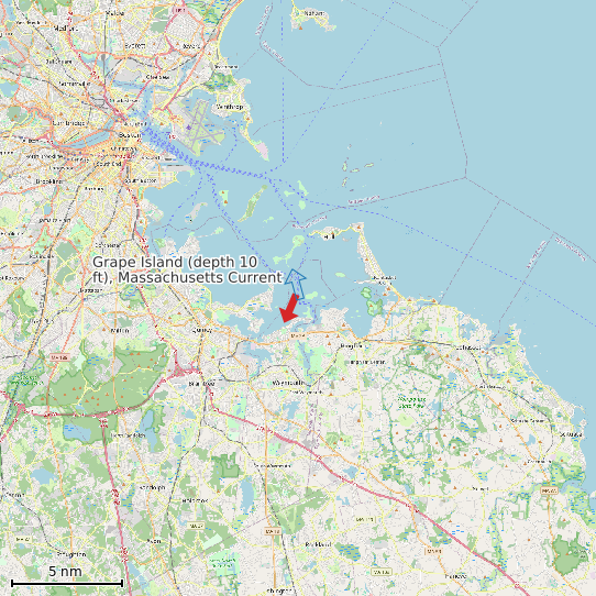 Map of Grape Island (depth 10 ft), Massachusetts Current Prediction Station