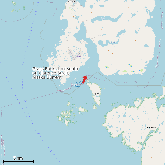 Map of Grass Rock, 1 mi south of, Clarence Strait, Alaska Current Prediction Station