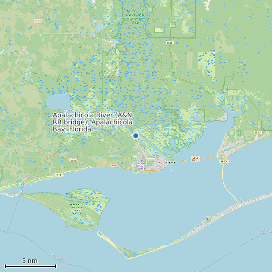 Map of Apalachicola River (A&N RR bridge), Apalachicola Bay, Florida Tide Prediction Station