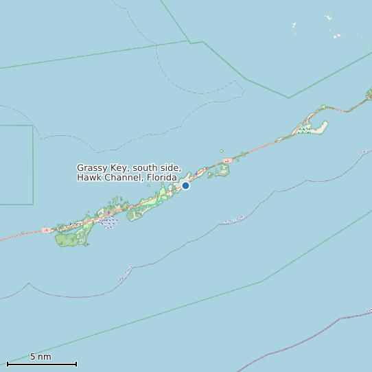 Map of Grassy Key, south side, Hawk Channel, Florida Tide Prediction Station
