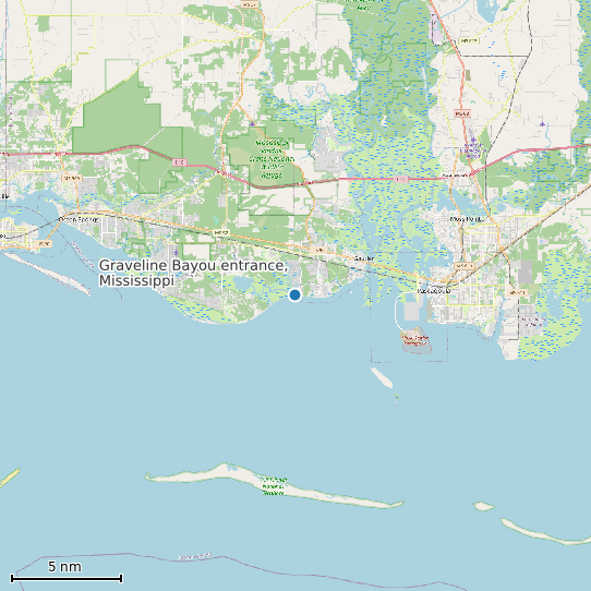 Map of Graveline Bayou entrance, Mississippi Tide Prediction Station