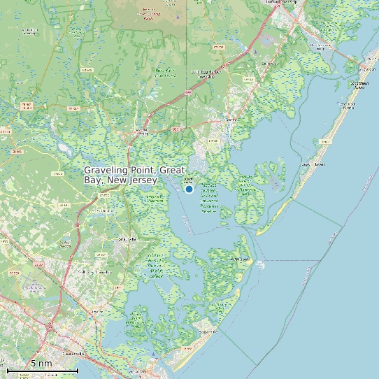 Map of Graveling Point, Great Bay, New Jersey Tide Prediction Station