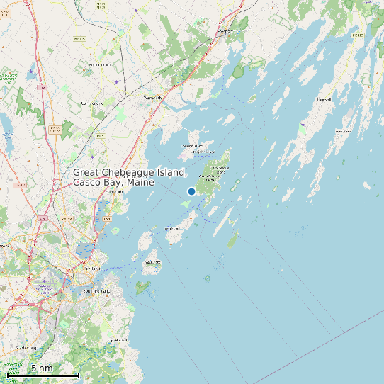 Map of Great Chebeague Island, Casco Bay, Maine Tide Prediction Station