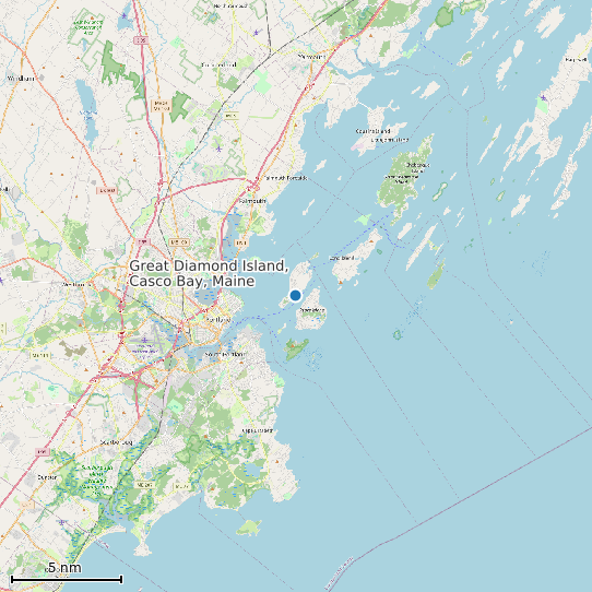 Map of Great Diamond Island, Casco Bay, Maine Tide Prediction Station