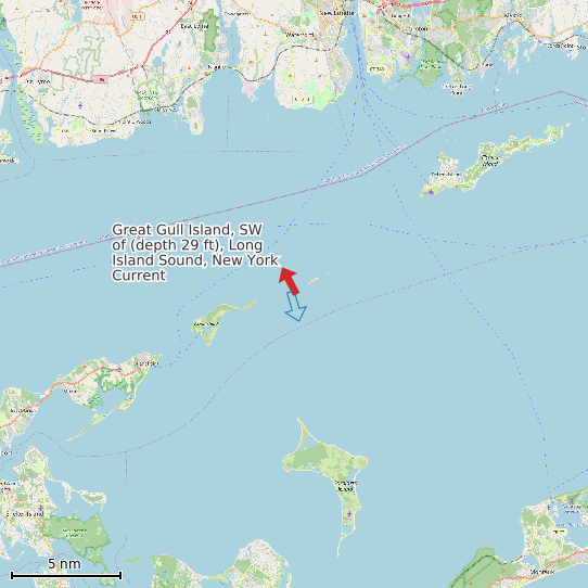 Map of Great Gull Island, SW of (depth 29 ft), Long Island Sound, New York Current Prediction Station