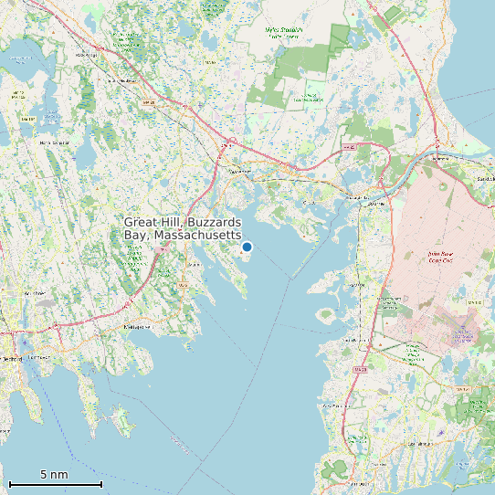 Map of Great Hill, Buzzards Bay, Massachusetts Tide Prediction Station