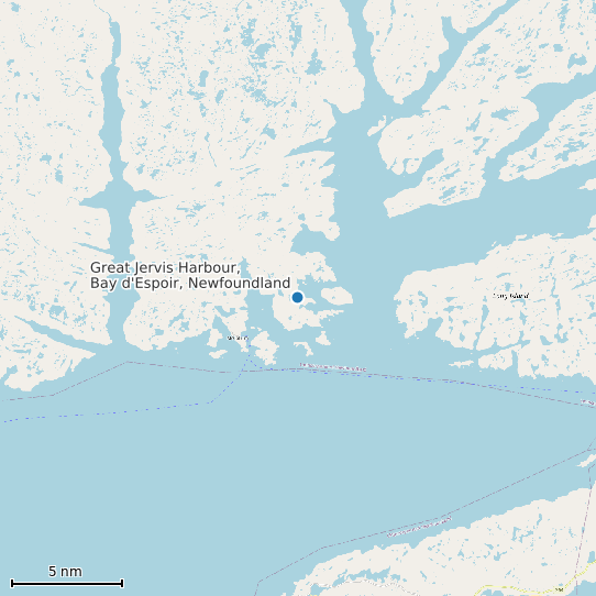 Map of Great Jervis Harbour, Bay d'Espoir, Newfoundland Tide Prediction Station