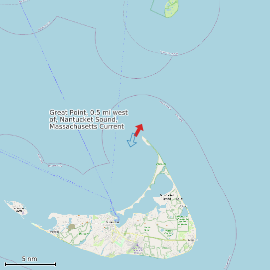 Map of Great Point, 0.5 mi west of, Nantucket Sound, Massachusetts Current Prediction Station