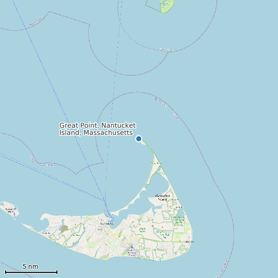 Map of Great Point, Nantucket Island, Massachusetts Tide Prediction Station