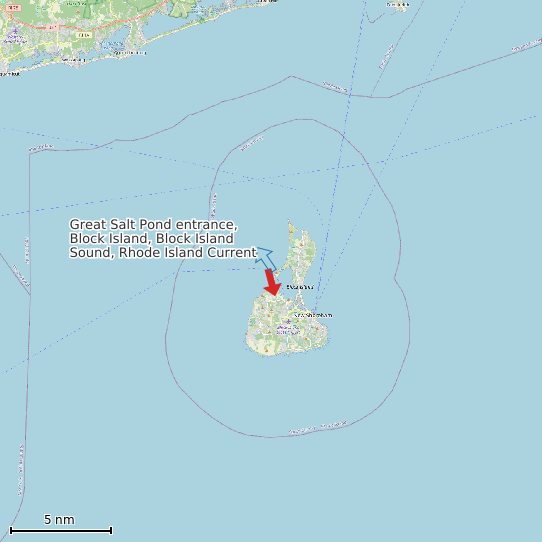 Map of Great Salt Pond entrance, Block Island, Block Island Sound, Rhode Island Current Prediction Station