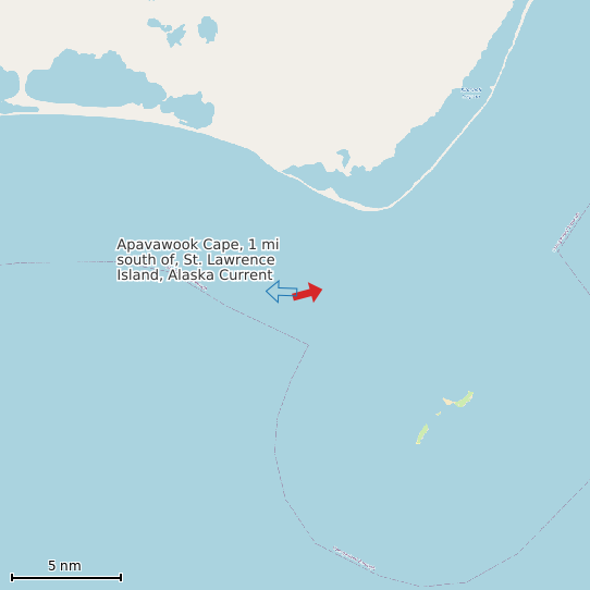 Map of Apavawook Cape, 1 mi south of, St. Lawrence Island, Alaska Current Prediction Station