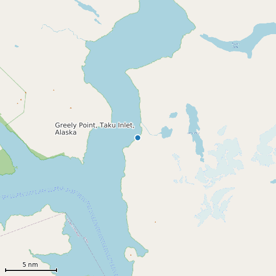 Map of Greely Point, Taku Inlet, Alaska Tide Prediction Station