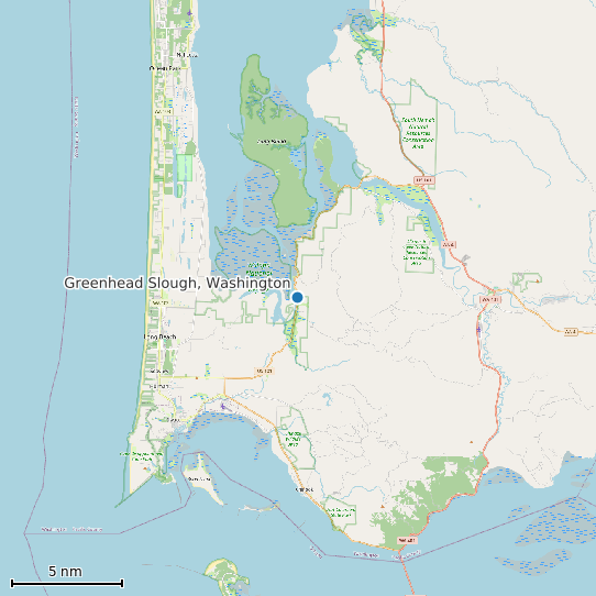 Map of Greenhead Slough, Washington Tide Prediction Station