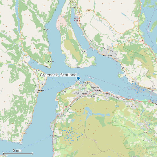 Map of Greenock, Scotland Tide Prediction Station