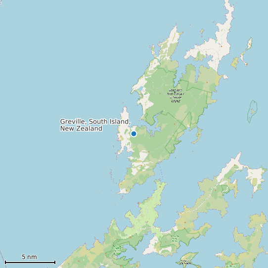 Map of Greville, South Island, New Zealand Tide Prediction Station