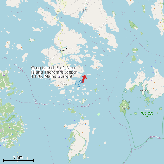 Map of Grog Island, E of, Deer Island Thorofare (depth 14 ft), Maine Current Prediction Station