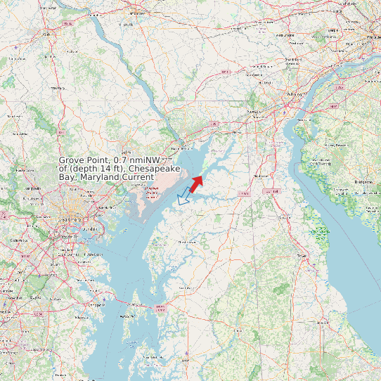 Grove Point, 0.7 nmiNW of (depth 14 ft), Chesapeake Bay, Maryland Current map