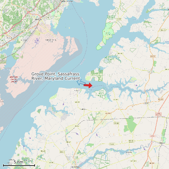 Map of Grove Point, Sassafrass River, Maryland Current Prediction Station