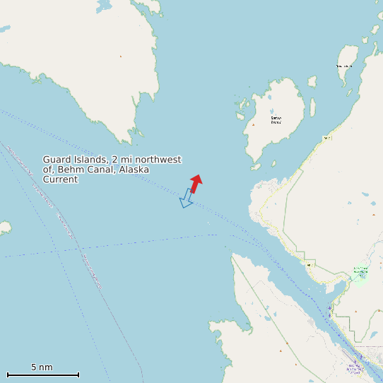 Map of Guard Islands, 2 mi northwest of, Behm Canal, Alaska Current Prediction Station