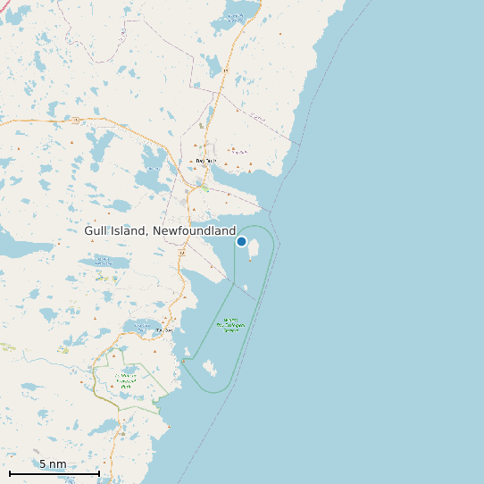 Map of Gull Island, Newfoundland Tide Prediction Station