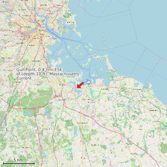 Map of Gull Point, 0.4 nmi ESE of (depth 10 ft), Massachusetts Current Prediction Station