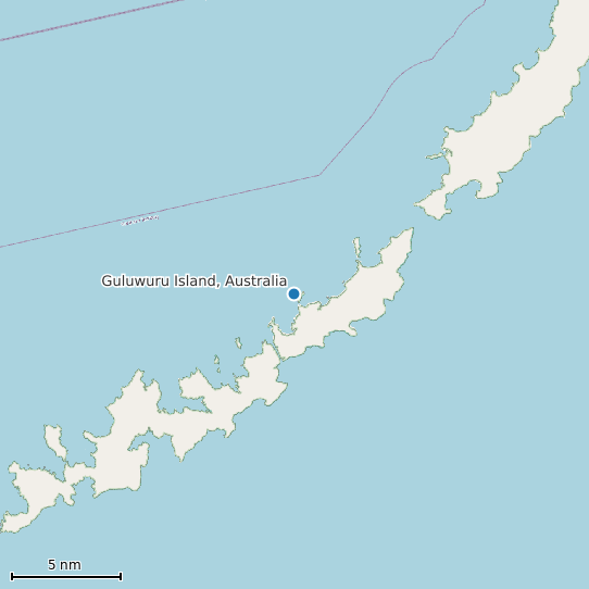 Map of Guluwuru Island, Australia Tide Prediction Station