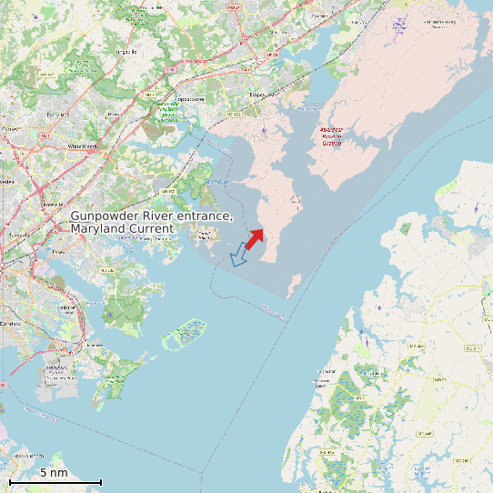 Map of Gunpowder River entrance, Maryland Current Prediction Station