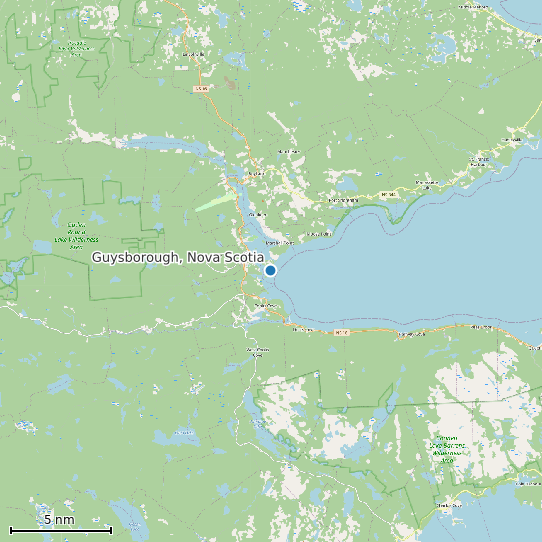 Map of Guysborough, Nova Scotia Tide Prediction Station