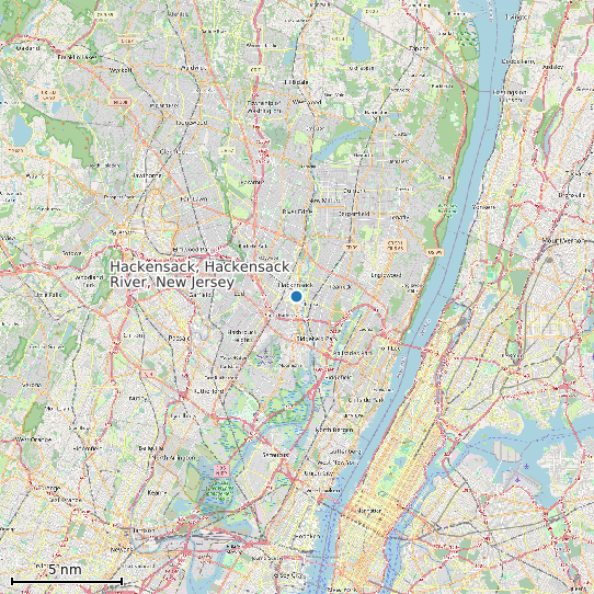 Map of Hackensack, Hackensack River, New Jersey Tide Prediction Station