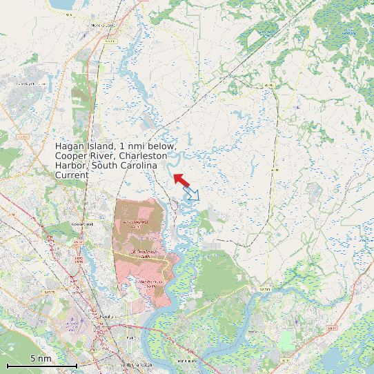 Map of Hagan Island, 1 nmi below, Cooper River, Charleston Harbor, South Carolina Current Prediction Station