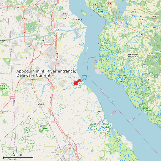 Map of Appoquinimink River entrance, Delaware Current Prediction Station