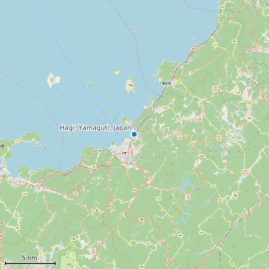 Map of Hagi, Yamaguti, Japan Tide Prediction Station