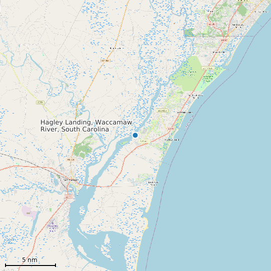 Map of Hagley Landing, Waccamaw River, South Carolina Tide Prediction Station