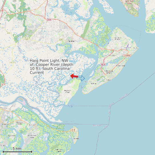 Map of Haig Point Light, NW of, Cooper River (depth 10 ft), South Carolina Current Prediction Station