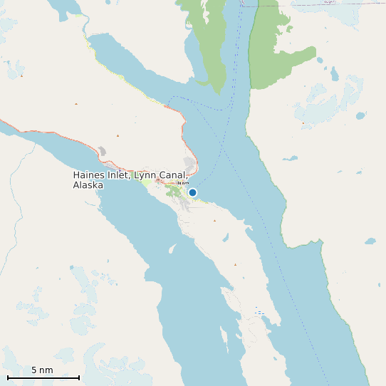 Map of Haines Inlet, Lynn Canal, Alaska Tide Prediction Station