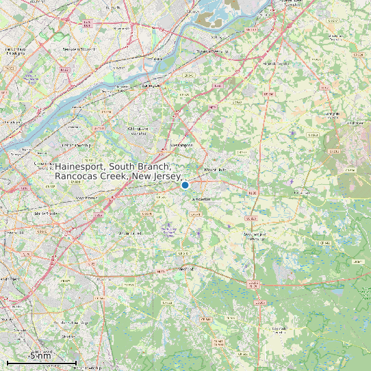 Map of Hainesport, South Branch, Rancocas Creek, New Jersey Tide Prediction Station