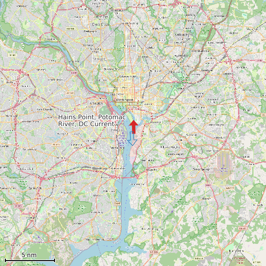 Map of Hains Point, Potomac River, DC Current Prediction Station