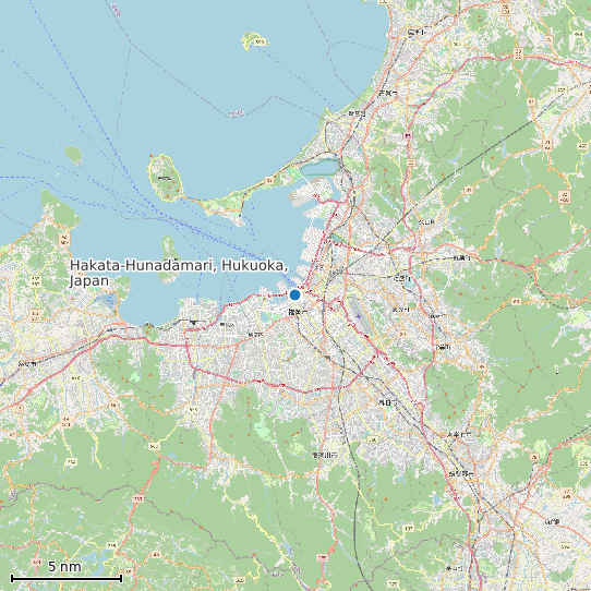 Map of Hakata-Hunadamari, Hukuoka, Japan Tide Prediction Station