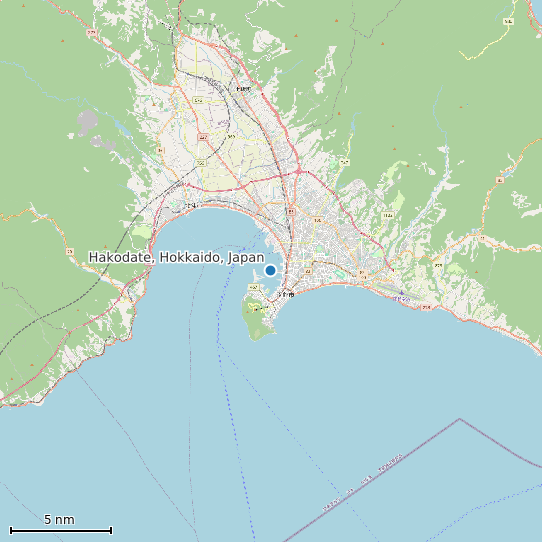 Map of Hakodate, Hokkaido, Japan Tide Prediction Station
