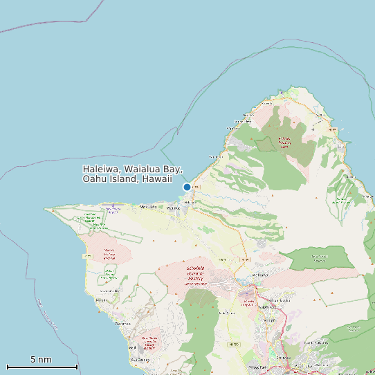 Map of Haleiwa, Waialua Bay, Oahu Island, Hawaii Tide Prediction Station