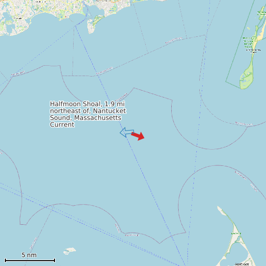 Map of Halfmoon Shoal, 1.9 mi northeast of, Nantucket Sound, Massachusetts Current Prediction Station