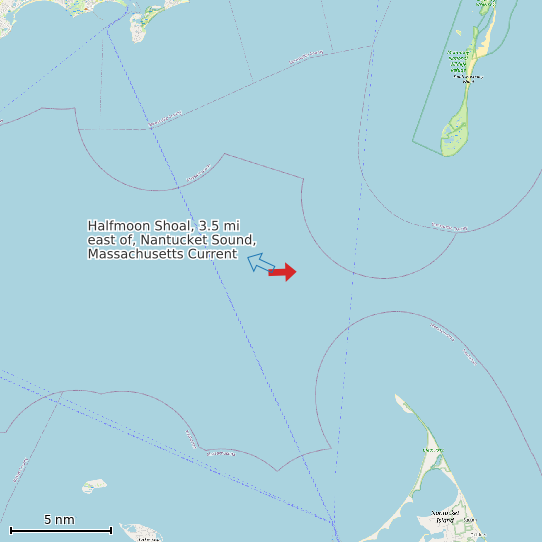 Map of Halfmoon Shoal, 3.5 mi east of, Nantucket Sound, Massachusetts Current Prediction Station