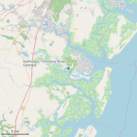 Map of Halfmoon, Timmons River, Georgia Tide Prediction Station