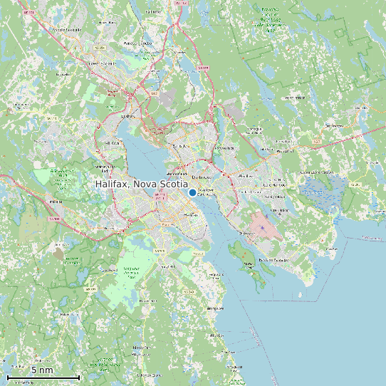 Map of Halifax, Nova Scotia Tide Prediction Station