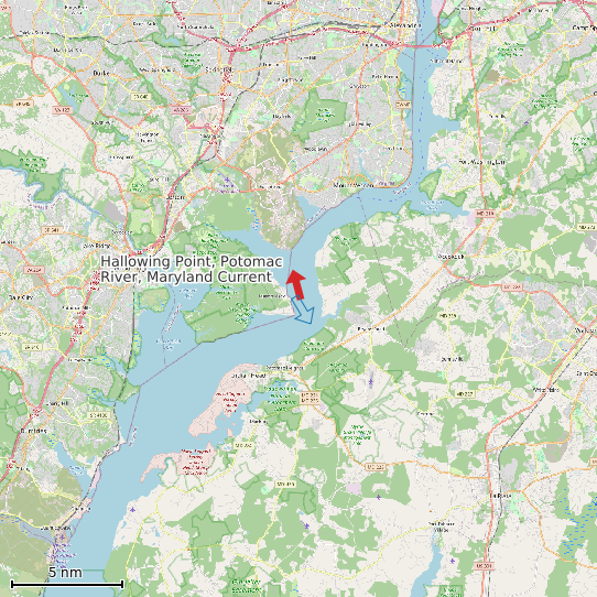 Map of Hallowing Point, Potomac River, Maryland Current Prediction Station