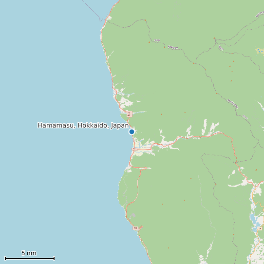 Map of Hamamasu, Hokkaido, Japan Tide Prediction Station