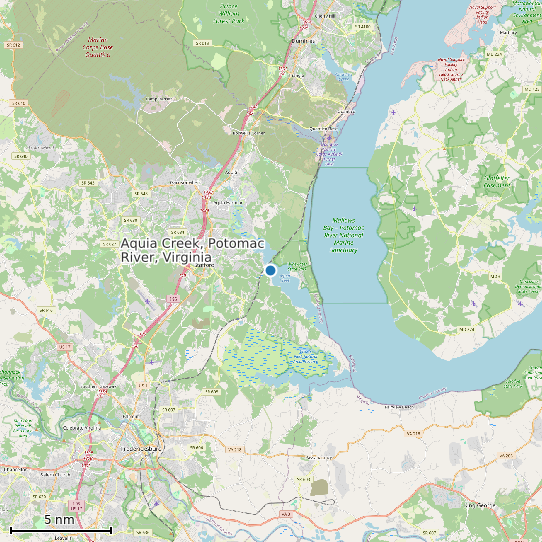 Map of Aquia Creek, Potomac River, Virginia Tide Prediction Station