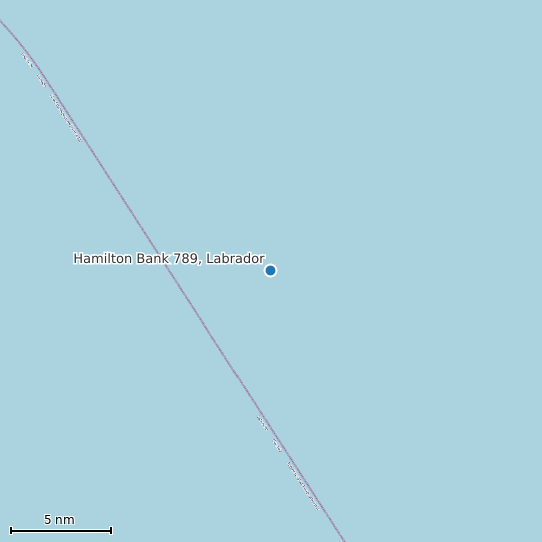 Map of Hamilton Bank 789, Labrador Tide Prediction Station
